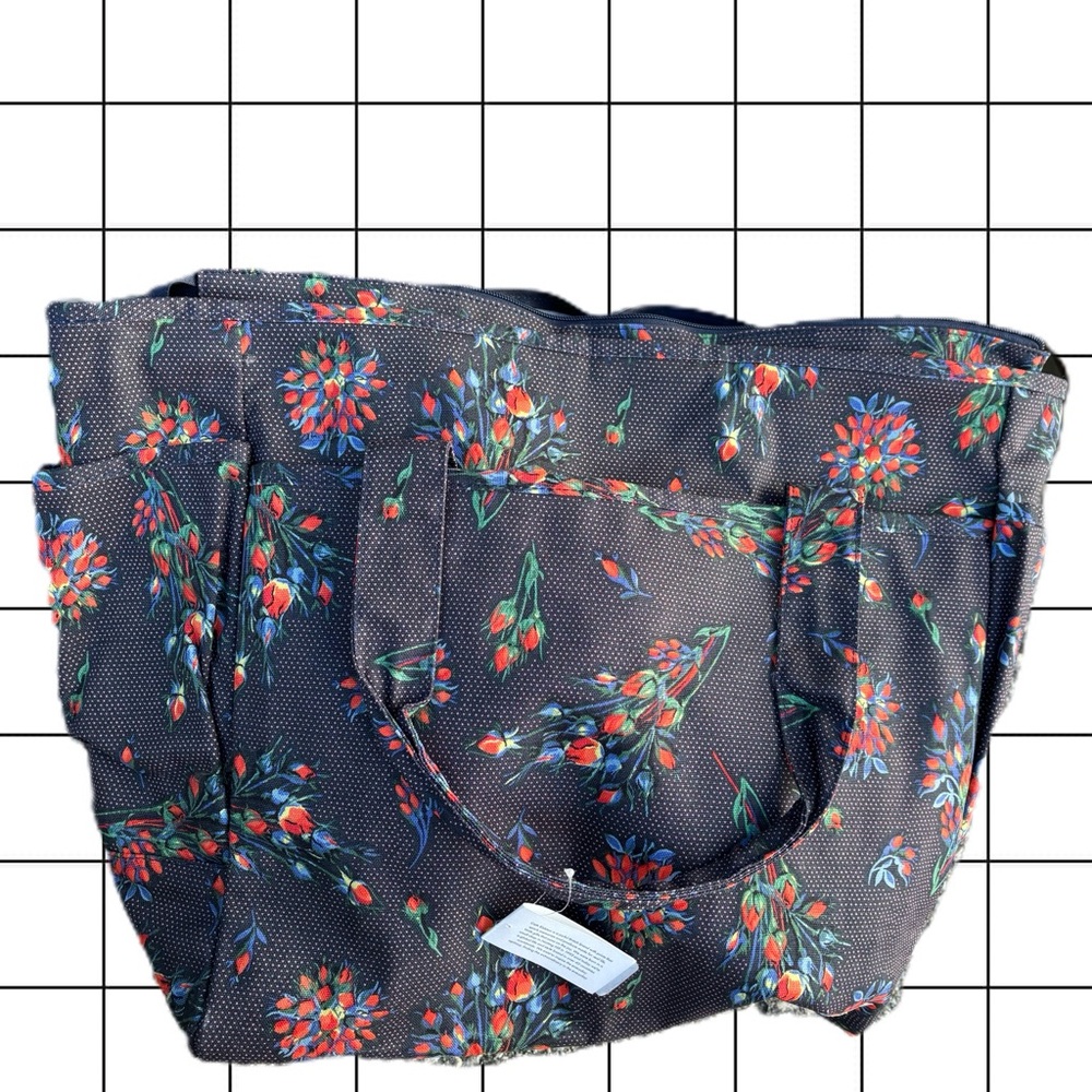 Cath Kidston Tote - Navy Polka Dot with Red Florals BN